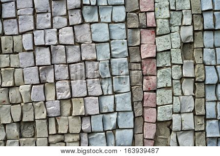 Gray light blue pink old smalt mosaic rustic surface background