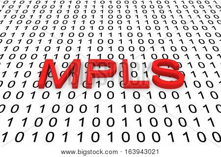 MPLS in the form of binary code, 3D illustration