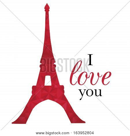 Unique vector Ruby Red Eifel Tower Paris On St Valentines Day Of Love. Perfect for travel themed postcards, greeting cards, wedding invitations. Great for travel themed postcards, greeting cards, wedding invitations, products, bags, accessories, luggage, 