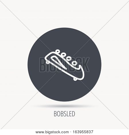 Bobsleigh icon. Four-seated bobsled sign. Professional winter sport symbol. Round web button with flat icon. Vector