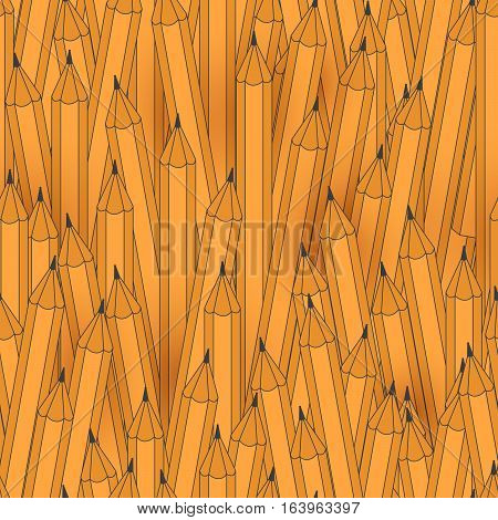 Seamless pattern or backdrop with beige, yellow contour drawing outline pencils. Grafit