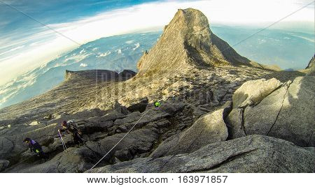 View from top of Low's Peak,4095 meters above sea level of mountain Kinabalu,Sabah,Borneo.Mount Kinabalu is the tallest mountain in Malaysia and the 20th tallest in the World.