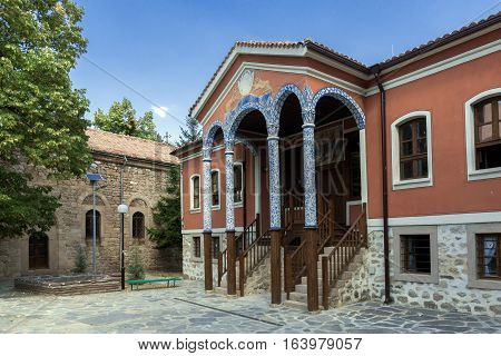 PERUSHTITSA, BULGARIA - SEPTEMBER 4 2016: The building of Danov School from the 19th century, Perushtitsa, Plovdiv Region, Bulgaria