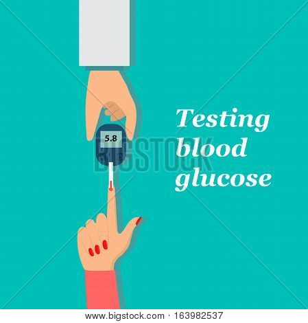 Very high quality original trendy vector flat illustration Blood test or glaucometer, glucose meter
