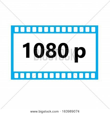 Flat icon of 1080p hd video on white background. 1080p hd video sign.