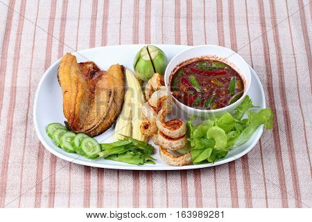 Ready Served Spicy Shrimp Paste Dip As  Nam Prik Kapi.