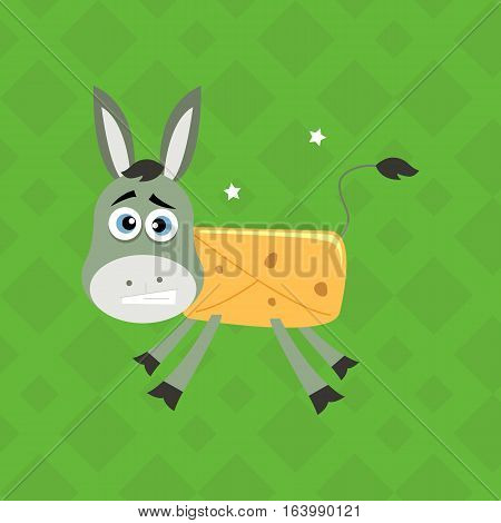 Burrito Loco Donkey Mexican Spanish Food Illustration
