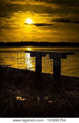 The sunset at the ocean. Shot in Denmark