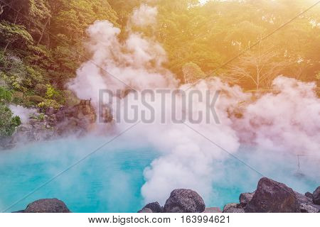 Hot Spring  (hell) Blue Water In Umi-zigoku In Beppu Oita, Japan