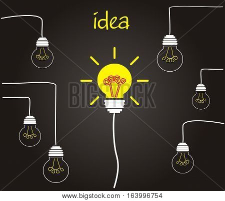 Idea concept - incandescent bulbs on the wires
