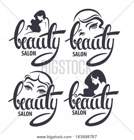 beauty and hairstyle salon logo and emblem collection with Beauty lettering