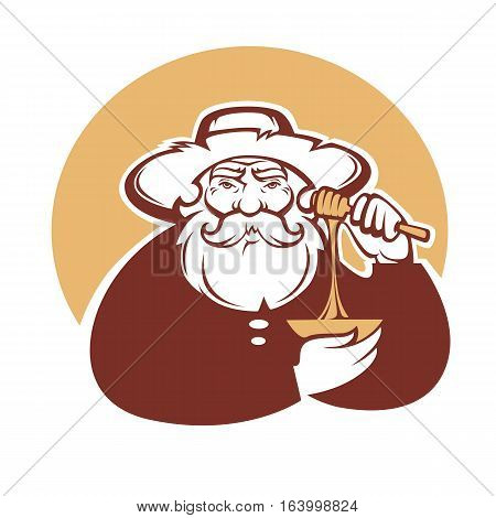 grandpa honey vector portrait of old man for your logo