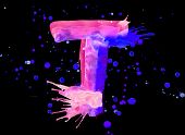 Neon watercolor paint - letter T