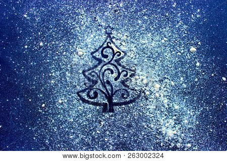 New Year Background. Christmas Background. Abstract Background, Illustration Of Christmas Tree On Bl