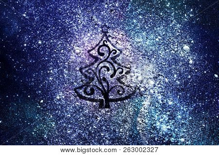 New Year Background. Christmas Background. Abstract Background, Illustration Of Christmas Tree On Bl