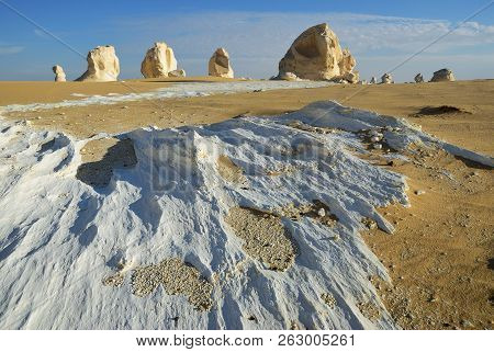 Beautiful Landscape Of The Western White Desert, Sahara. Egypt. Africa