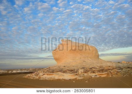 Beautiful Abstract Nature Rock Formations Aka Sculptures In Western White Desert At Dawn, Sahara. Eg