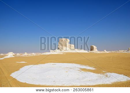 Beautiful Desert Landscape In Western White Desert, Sahara. Egypt