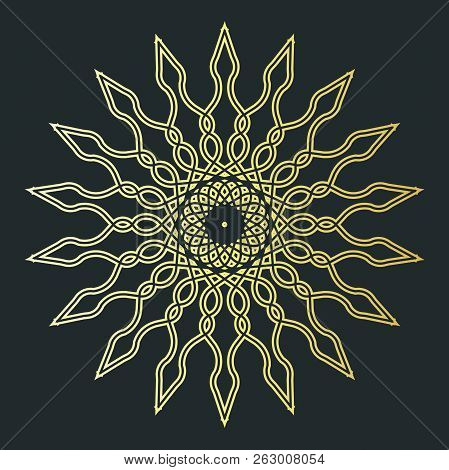 Gold Round Pattern. Moroccan Ornament. Vector Illustration