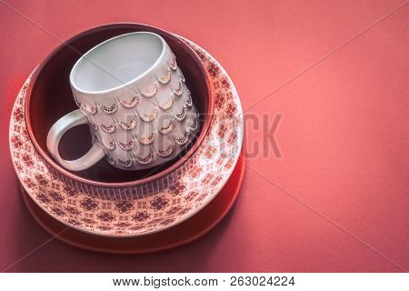 Beautiful Handmade Cookware On A Colored Background