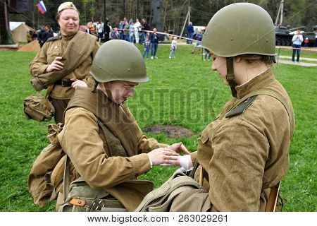 Sholokhovo, Moscow Reg./russia - May 5, 2018: Reconstruction Of One Of The Last Battles Of World War