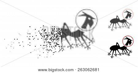 Alien Creature Skafandr Icon In Dispersed, Dotted Halftone And Undamaged Whole Variants. Points Are 