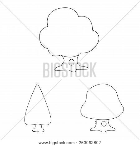 Vector Illustration Of Tree And Nature Icon. Set Of Tree And Crown Vector Icon For Stock.