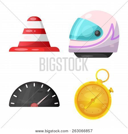 Vector Illustration Of Car And Rally Sign. Collection Of Car And Race Vector Icon For Stock.