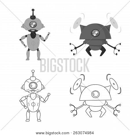 Vector Design Of Robot And Factory Icon. Set Of Robot And Space Vector Icon For Stock.