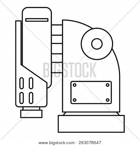 Pneumatic Hammer Machine Icon In Outline Style Isolated On White Background Illustration