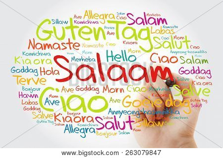 Salaam (hello Greeting In Persian,farsi) Word Cloud In Different Languages Of The World With Marker