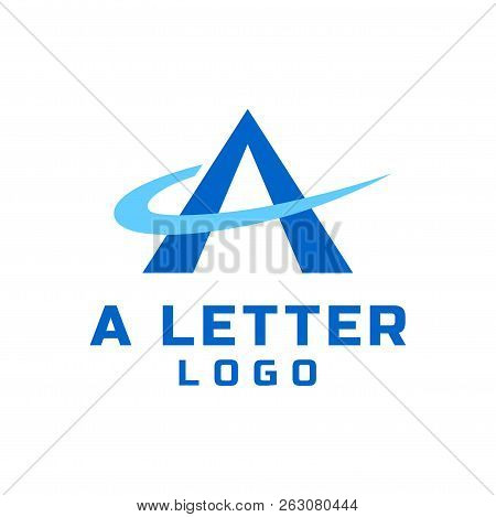 Letter A Logo With Swoosh In Color Shade. Vector Logo With The Stylized Letter A With Swoosh Shape.