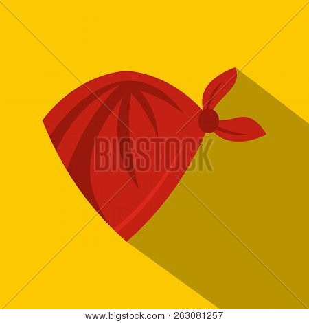 Red Cowboy Neckerchief Icon. Flat Illustration Of Red Cowboy Neckerchief Icon For Web On Yellow Back