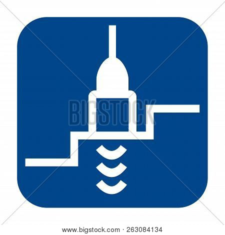 Vector Monochrome Flat Design Icon Of Thickness Measurement.  Blue Isolated Symbol.