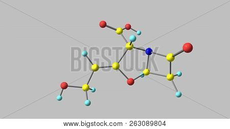 Clavulanic Acid Is A Competitive Inhibitor Of Beta-lactamase. 3d Illustration