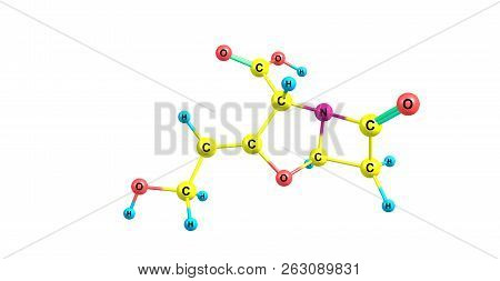 Clavulanic Acid Molecular Structure Isolated On White