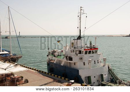 Odessa, South Of Ukraine, The Customs Area, July 10, 2018. Odessa Commercial Sea Port. Beautiful Yaс