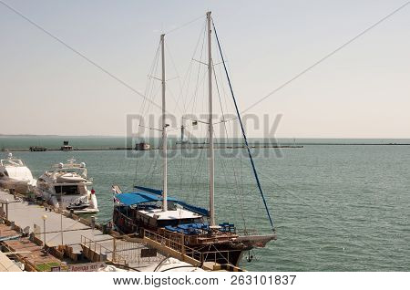 Odessa, South Of Ukraine, The Customs Area, July 10, 2018. Odessa Commercial Sea Port. Beautiful Yaс