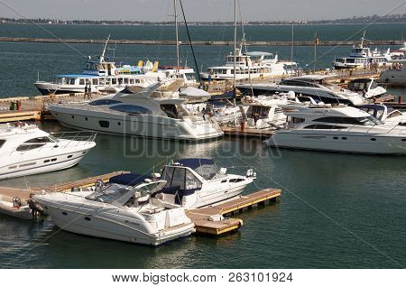 Odessa, South Of Ukraine, The Customs Area, July 10, 2018. Odessa Commercial Sea Port. Beautiful Yaс