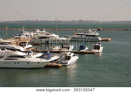 Odessa, South Of Ukraine, The Customs Area, July 10, 2018. Odessa Commercial Sea Port. Beautiful Yaс
