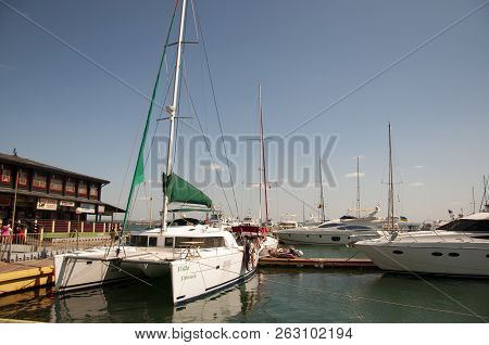 Odessa, South Of Ukraine, The Customs Area, July 10, 2018. Odessa Commercial Sea Port. Beautiful Yaс