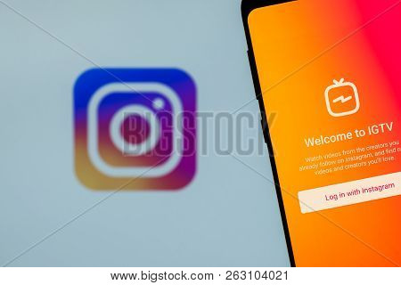 Kyrenia, Cyprus - October 14, 2018:  Igtv App Running On The Smartphone.