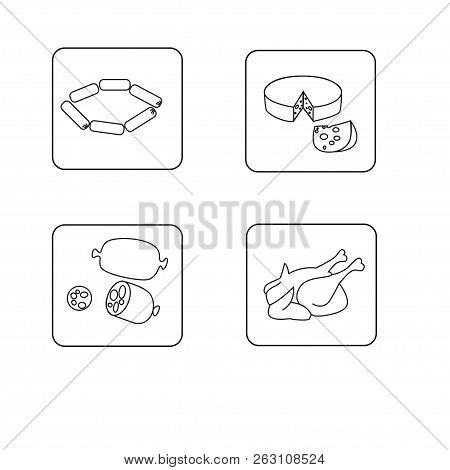 Set Of Simple Black And White Food Template Icons.