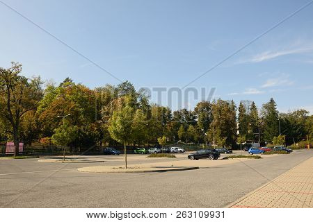Doksy, Czech Republic - September 28, 2018: Parking Lot With Cars In Doksy Village In Machuv Kraj To