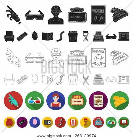 Films And Cinema Flat Icons In Set Collection For Design.movies And Attributes Vector Symbol Stock W