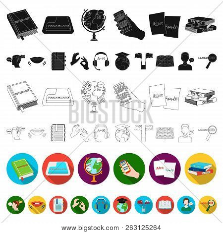 Translator And Linguist Flat Icons In Set Collection For Design. Interpreter Vector Symbol Stock Web