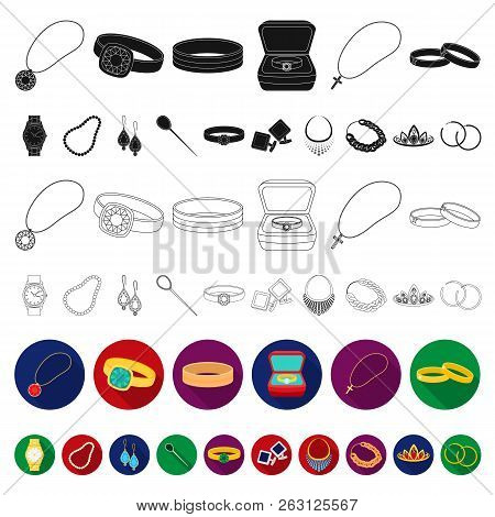 Jewelry And Accessories Flat Icons In Set Collection For Design.decoration Vector Symbol Stock Web I