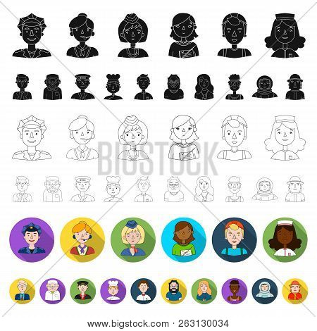 People Of Different Professions Flat Icons In Set Collection For Design. Worker And Specialist Vecto