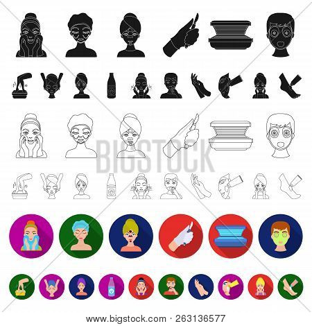 Skin Care Flat Icons In Set Collection For Design. Face And Body Vector Symbol Stock Web Illustratio