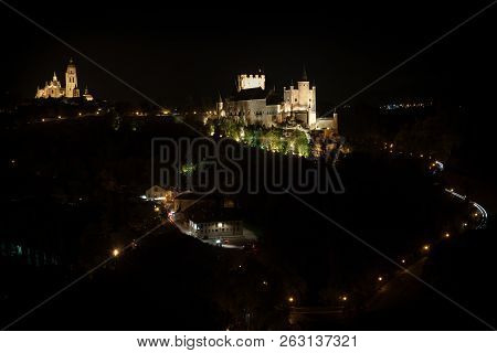 Military Castle Of The City Of Segovia In The Foreground
